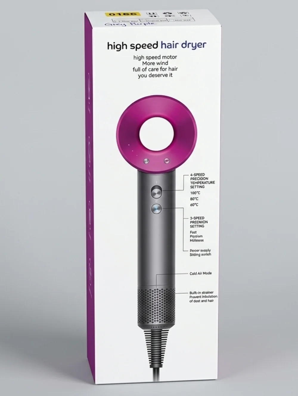 NWT High Speed Professional Hair Dryer - Ionic Blow Dryer Grey/Purple